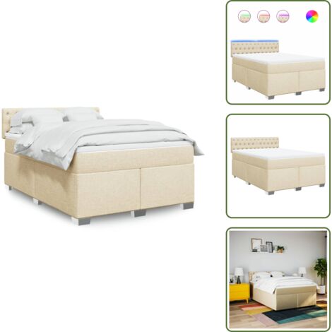 Materasso morbido - vidaXL Giroletto a Molle con Materasso Crema 160x200 cm in Tessuto - Coprimaterasso lavabile
