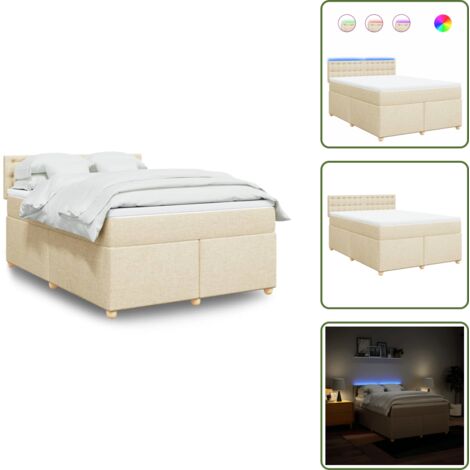 Materasso morbido - vidaXL Giroletto a Molle con Materasso Crema 160x200 cm in Tessuto - Coprimaterasso lavabile