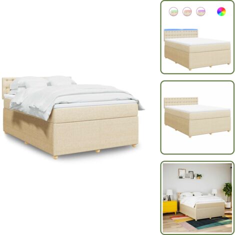 Materasso morbido - vidaXL Giroletto a Molle con Materasso Crema 160x200 cm in Tessuto - Coprimaterasso lavabile