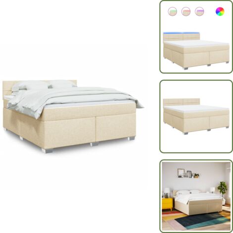 Materasso morbido - vidaXL Giroletto a Molle con Materasso Crema 180x200 cm in Tessuto - Coprimaterasso lavabile