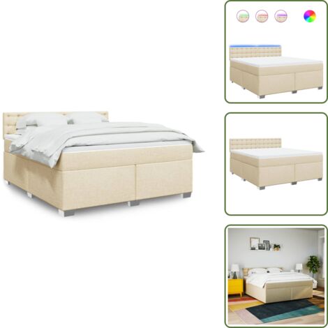 Materasso morbido - vidaXL Giroletto a Molle con Materasso Crema 180x200 cm in Tessuto - Coprimaterasso lavabile