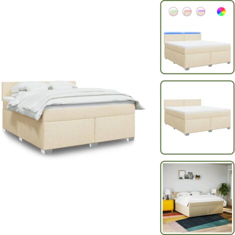Materasso morbido - vidaXL Giroletto a Molle con Materasso Crema 180x200 cm in Tessuto - Coprimaterasso lavabile