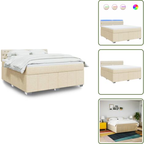 Materasso morbido - vidaXL Giroletto a Molle con Materasso Crema 180x200 cm in Tessuto - Coprimaterasso lavabile