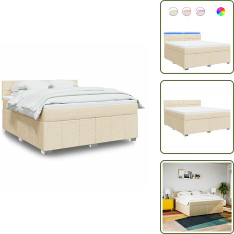 Materasso morbido - vidaXL Giroletto a Molle con Materasso Crema 180x200 cm in Tessuto - Coprimaterasso lavabile