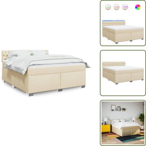 Materasso morbido - vidaXL Giroletto a Molle con Materasso Crema 180x200 cm in Tessuto - Coprimaterasso lavabile