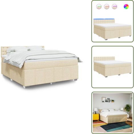 Materasso morbido - vidaXL Giroletto a Molle con Materasso Crema 180x200 cm in Tessuto - Coprimaterasso lavabile