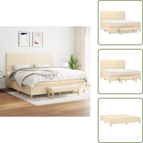 Materasso morbido - vidaXL Giroletto a Molle con Materasso Crema 200x200 cm in Tessuto - Letto con coprimaterasso