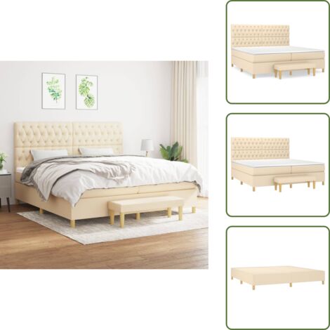 Materasso morbido - vidaXL Giroletto a Molle con Materasso Crema 200x200 cm in Tessuto - Letto con coprimaterasso