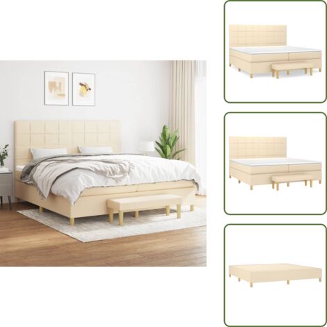 Materasso morbido - vidaXL Giroletto a Molle con Materasso Crema 200x200 cm in Tessuto - Letto con coprimaterasso
