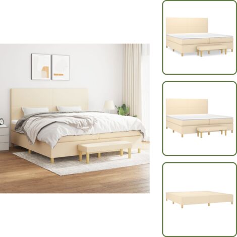 Materasso morbido - vidaXL Giroletto a Molle con Materasso Crema 200x200 cm in Tessuto - Letto con coprimaterasso