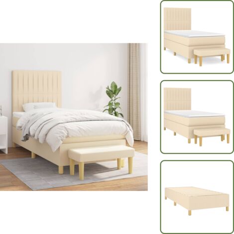 Materasso morbido - vidaXL Giroletto a Molle con Materasso Crema 80x200 cm inTessuto - Letto con panca
