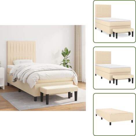 Materasso morbido - vidaXL Giroletto a Molle con Materasso Crema 80x200 cm inTessuto - Letto con panca