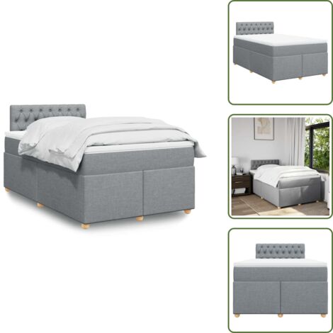 Materasso morbido - vidaXL Giroletto a Molle con Materasso Grigio Chiaro 120x190cm Tessuto - Letto con doghe