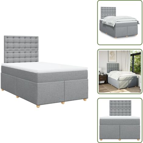 Materasso morbido - vidaXL Giroletto a Molle con Materasso Grigio Chiaro 120x190cm Tessuto - Letto con doghe