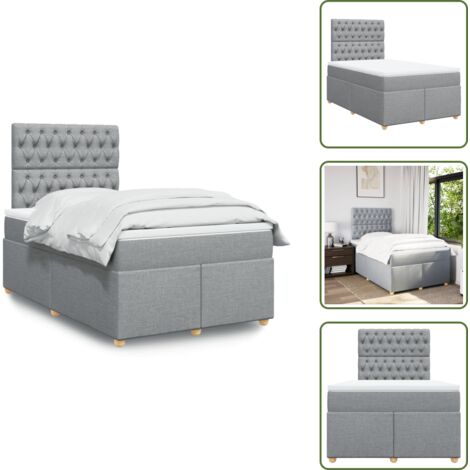 Materasso morbido - vidaXL Giroletto a Molle con Materasso Grigio Chiaro 120x190cm Tessuto - Letto con doghe