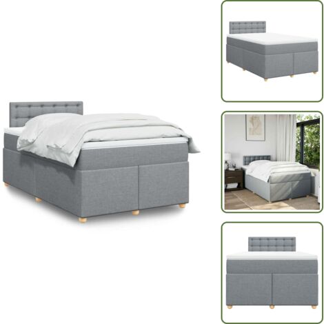 Materasso morbido - vidaXL Giroletto a Molle con Materasso Grigio Chiaro 120x190cm Tessuto - Letto con doghe