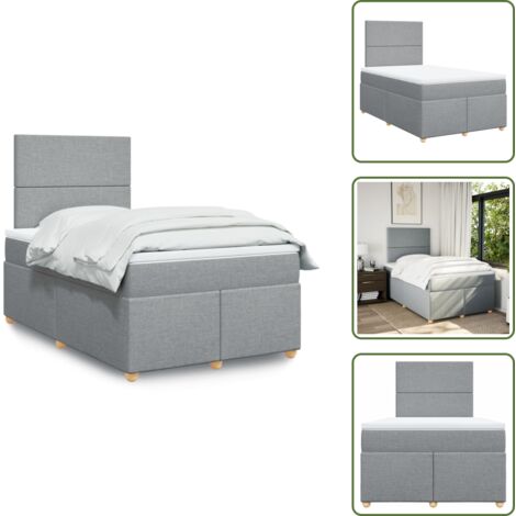 Materasso morbido - vidaXL Giroletto a Molle con Materasso Grigio Chiaro 120x190cm Tessuto - Letto con doghe