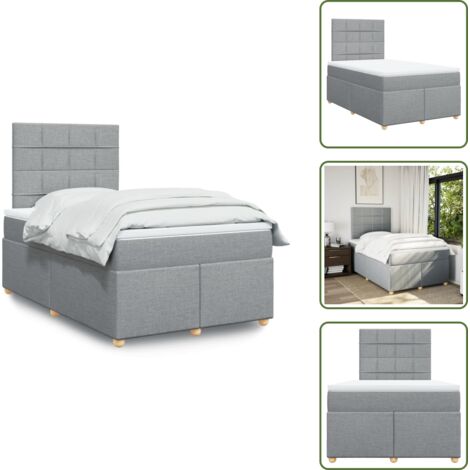 Materasso morbido - vidaXL Giroletto a Molle con Materasso Grigio Chiaro 120x190cm Tessuto - Letto con doghe