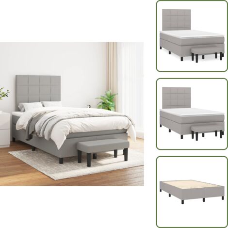 Materasso morbido - vidaXL Giroletto a Molle con Materasso Grigio Chiaro 120x200cm Tessuto - Letto con coprimaterasso