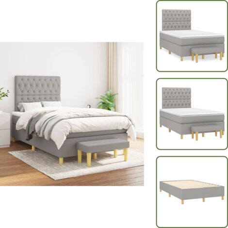 Materasso morbido - vidaXL Giroletto a Molle con Materasso Grigio Chiaro 120x200cm Tessuto - Letto con coprimaterasso