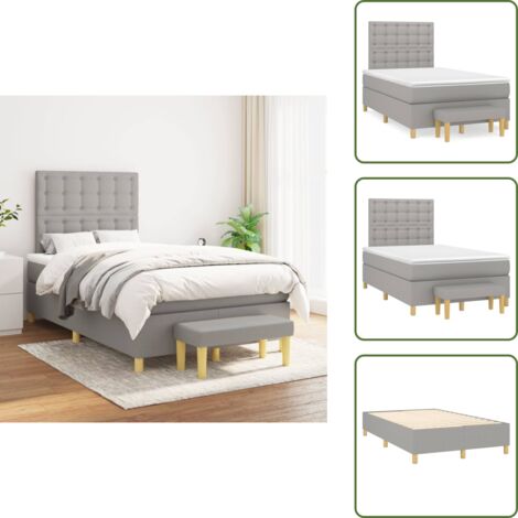 Materasso morbido - vidaXL Giroletto a Molle con Materasso Grigio Chiaro 120x200cm Tessuto - Letto con coprimaterasso