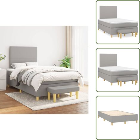 Materasso morbido - vidaXL Giroletto a Molle con Materasso Grigio Chiaro 120x200cm Tessuto - Letto con coprimaterasso