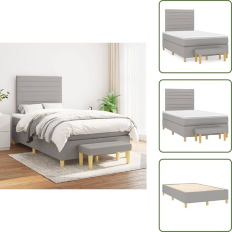Materasso morbido - vidaXL Giroletto a Molle con Materasso Grigio Chiaro 120x200cm Tessuto - Letto con coprimaterasso