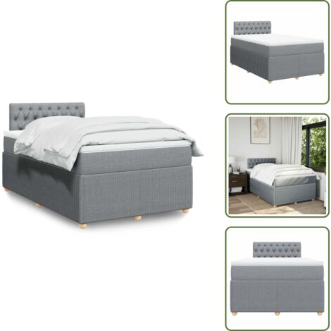 Materasso morbido - vidaXL Giroletto a Molle con Materasso Grigio Chiaro 120x200cm Tessuto - Letto con doghe