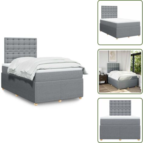 Materasso morbido - vidaXL Giroletto a Molle con Materasso Grigio Chiaro 120x200cm Tessuto - Letto con doghe