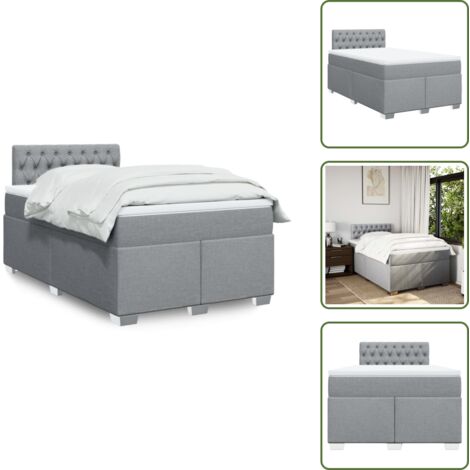 Materasso morbido - vidaXL Giroletto a Molle con Materasso Grigio Chiaro 120x200cm Tessuto - Letto con piedi in legno