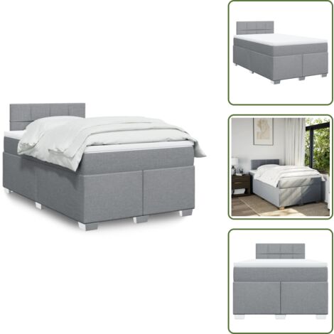 Materasso morbido - vidaXL Giroletto a Molle con Materasso Grigio Chiaro 120x200cm Tessuto - Letto con piedi stabili