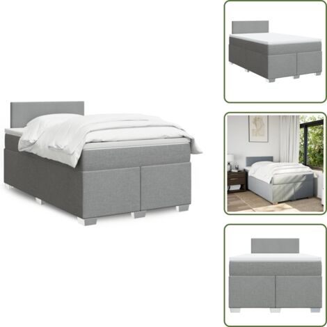 Materasso morbido - vidaXL Giroletto a Molle con Materasso Grigio Chiaro 120x200cm Tessuto - Letto con piedi stabili