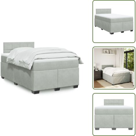 Materasso morbido - vidaXL Giroletto a Molle con Materasso Grigio Chiaro 120x200cm Velluto - Letto con doghe
