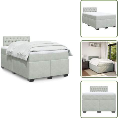 Materasso morbido - vidaXL Giroletto a Molle con Materasso Grigio Chiaro 120x200cm Velluto - Letto con doghe