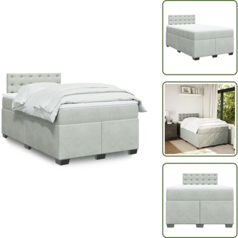 Materasso morbido - vidaXL Giroletto a Molle con Materasso Grigio Chiaro 120x200cm Velluto - Letto con doghe