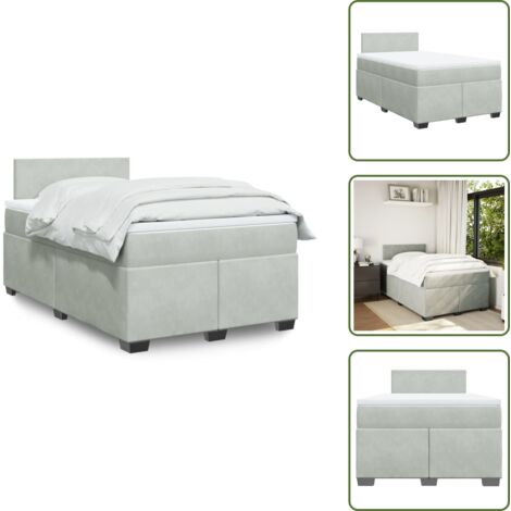 Materasso morbido - vidaXL Giroletto a Molle con Materasso Grigio Chiaro 120x200cm Velluto - Letto con doghe