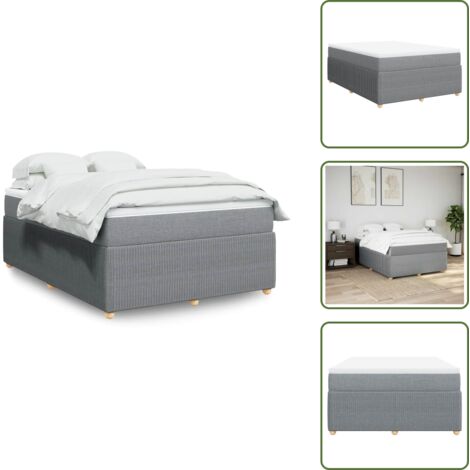Materasso morbido - vidaXL Giroletto a Molle con Materasso Grigio Chiaro 140x200cm Tessuto - Letto con piedi in legno