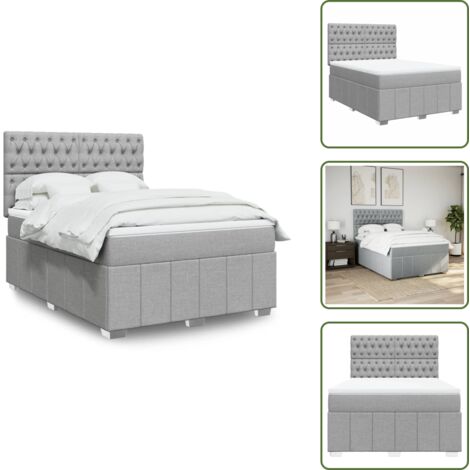 Materasso morbido - vidaXL Giroletto a Molle con Materasso Grigio Chiaro 160x200cm Tessuto - Letto con doghe