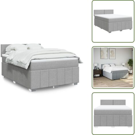 Materasso morbido - vidaXL Giroletto a Molle con Materasso Grigio Chiaro 160x200cm Tessuto - Letto con doghe