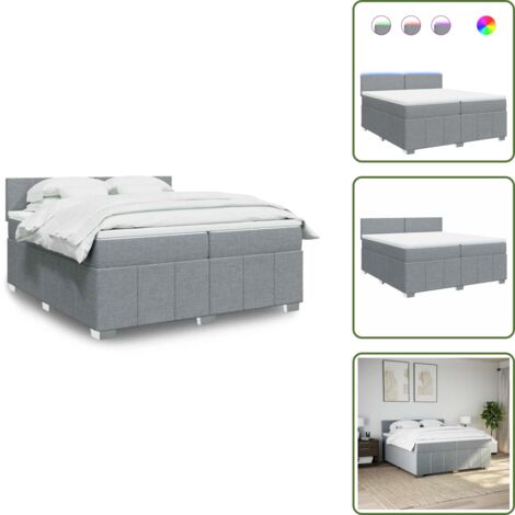 Materasso morbido - vidaXL Giroletto a Molle con Materasso Grigio Chiaro 200x200cm Tessuto - Coprimaterasso lavabile