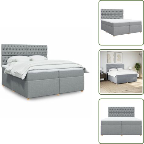 Materasso morbido - vidaXL Giroletto a Molle con Materasso Grigio Chiaro 200x200cm Tessuto - Letto con doghe