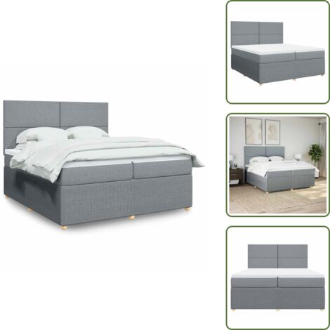 Materasso morbido - vidaXL Giroletto a Molle con Materasso Grigio Chiaro 200x200cm Tessuto - Letto con doghe
