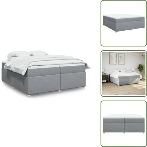 Materasso morbido - vidaXL Giroletto a Molle con Materasso Grigio Chiaro 200x200cm Tessuto - Letto con doghe