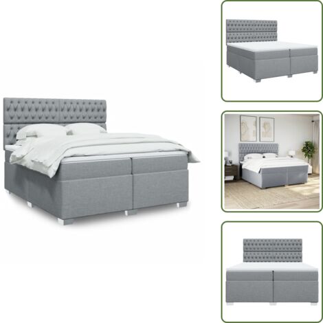 Materasso morbido - vidaXL Giroletto a Molle con Materasso Grigio Chiaro 200x200cm Tessuto - Letto con doghe