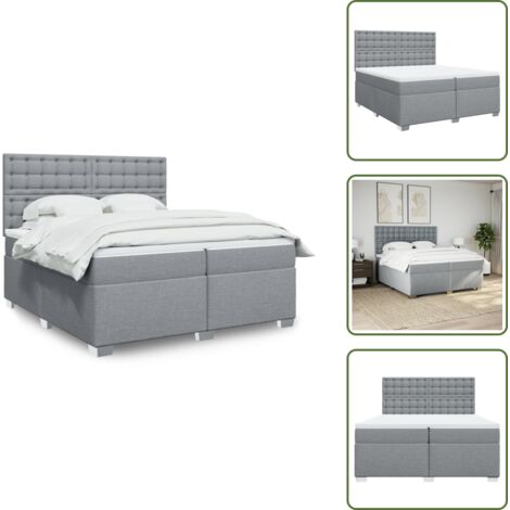 Materasso morbido - vidaXL Giroletto a Molle con Materasso Grigio Chiaro 200x200cm Tessuto - Letto con doghe