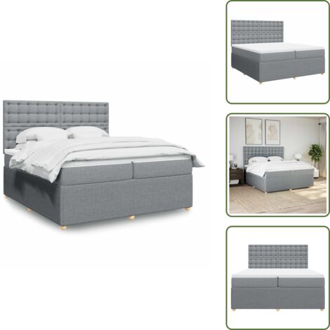 Materasso morbido - vidaXL Giroletto a Molle con Materasso Grigio Chiaro 200x200cm Tessuto - Letto con doghe