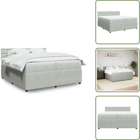 Materasso morbido - vidaXL Giroletto a Molle con Materasso Grigio Chiaro 200x200cm Velluto - Letto con doghe