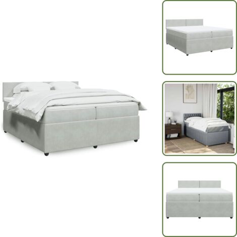 Materasso morbido - vidaXL Giroletto a Molle con Materasso Grigio Chiaro 200x200cm Velluto - Letto con doghe
