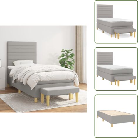 Materasso morbido - vidaXL Giroletto a Molle con Materasso Grigio Chiaro 90x190 cm Tessuto - Letto con coprimaterasso