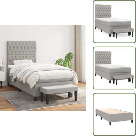 Materasso morbido - vidaXL Giroletto a Molle con Materasso Grigio Chiaro 90x190 cm Tessuto - Letto con coprimaterasso